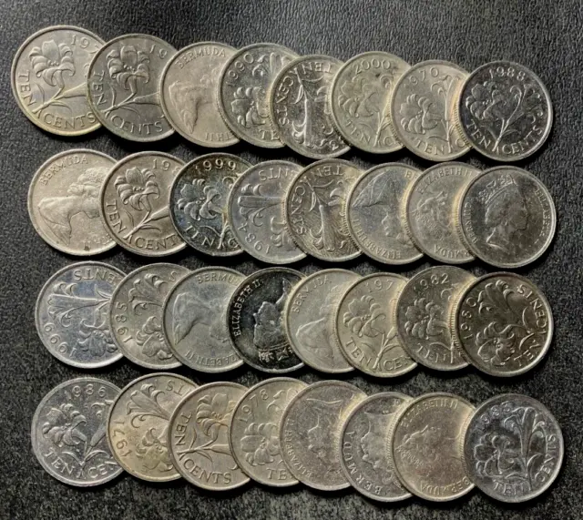 Old Bermuda Coin Lot - 32 EXCELLENT MIXED DATE COINS - Lot #N24