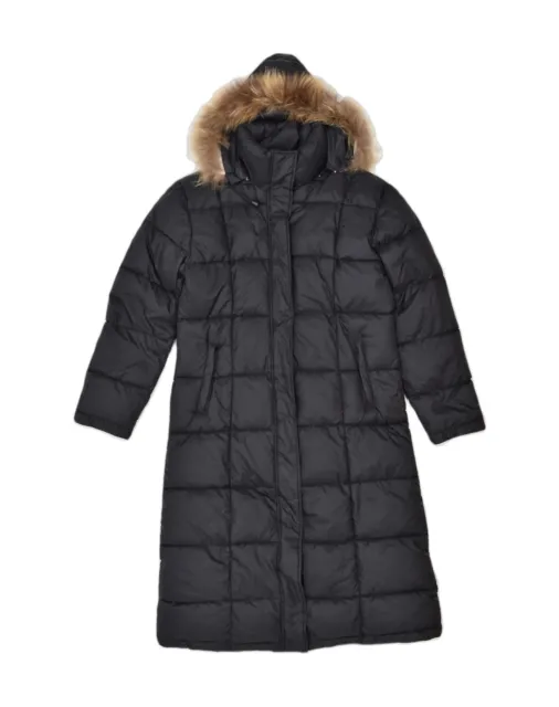 VINTAGE Womens Hooded Padded Coat UK 14 Medium Black Nylon SD01
