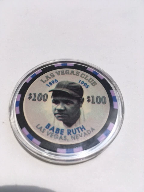 Las Vegas Club Commemorative Babe Ruth $100 Chip in mint condition