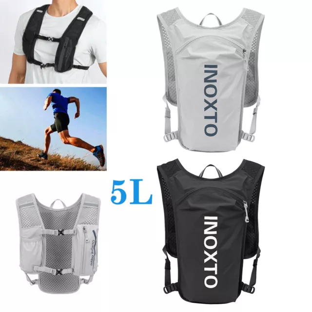 5L Running Cycling Vest Gym Bag Water Rucksack Bag Hiking Hydration Backpack UK