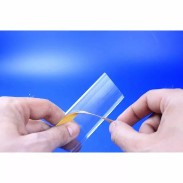 Clear Flat Shelf Data Strip with Adhesive Backing 30mm Height Pack 50