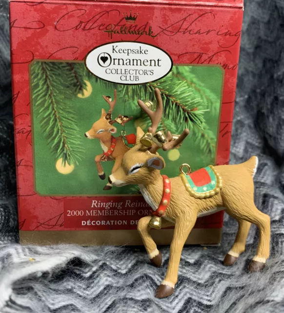 Hallmark 2000 Ringing Reindeer Deer Keepsake Collector Club Membership Ornament