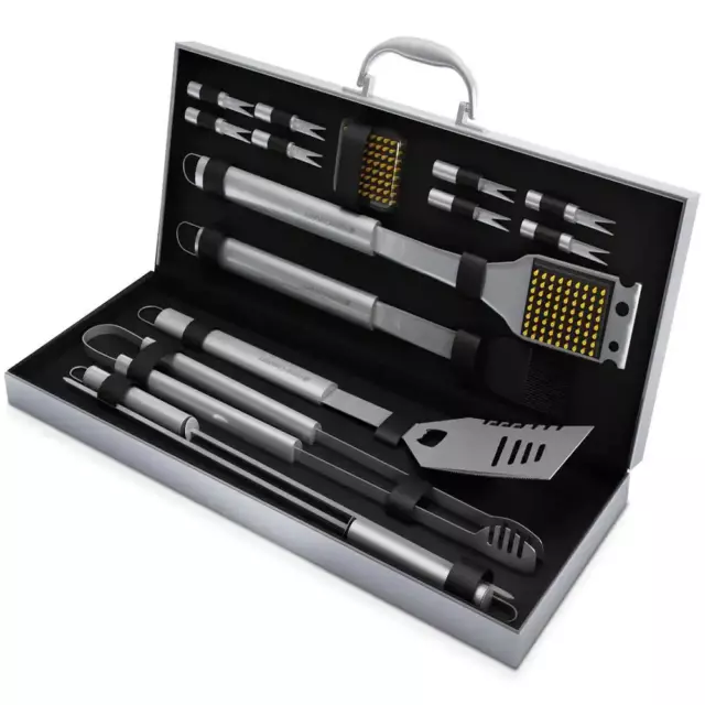 16-Piece Stainless Steel BBQ Grill Tool Set W/ Aluminum Case Outdoor Cookout