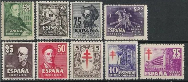 España Spain 1947 Año Completo Edifil 1011-1019 Sellos Nuevos Sin Charnela Mnh