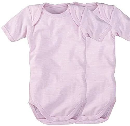 Wellyou lot de 2 body pour bebe-body manches courtes-enfant-rose/blanc/rayures