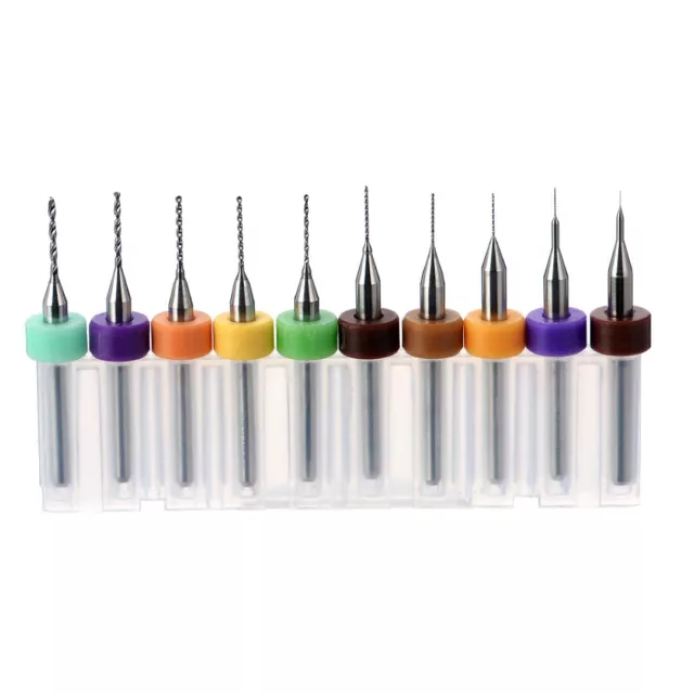 10pc PCB CNC Print Circuit Board Carbide Micro Drill Bits Set Tool 0.1mm-1.0mm 2