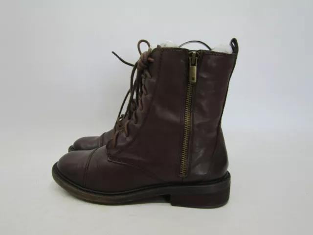 Lucky Brand Womens Size 6 M Brown Leather Zip Laces High Ankle Fashion Boots