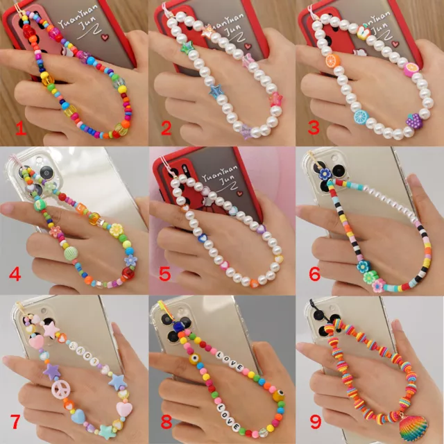 New Mobile Phone Wrist Strap Lanyard Colorful Smile Pearl Soft Pottery Rope