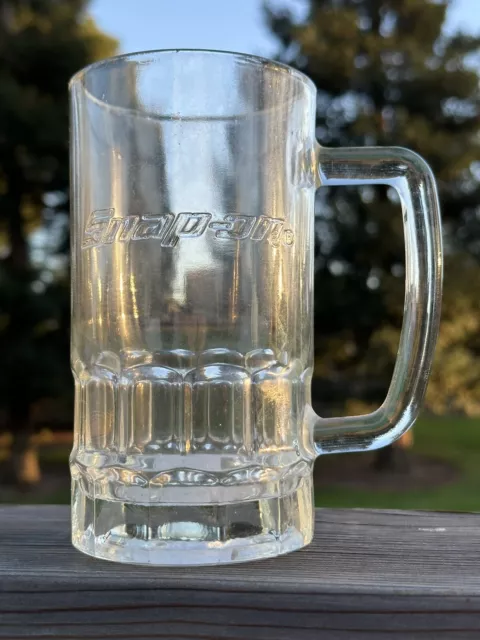 Vintage Snap-On Tools Large Glass Beer Stein 6" Heavy Base 3 1/4"  Diameter Rim