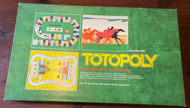 Vintage "TOTOPOLY" The Great Race Game Waddingtons Games 1972 100% completo