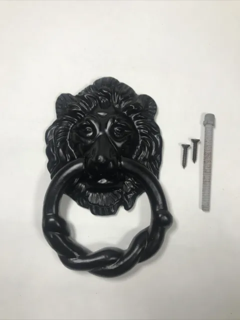 Lion Head Door Knocker Heavy Metal Black