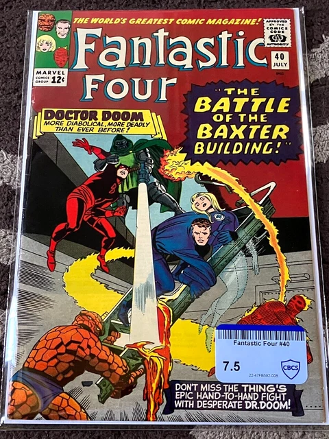 Fantastic Four #40, CBCS (not CGC) Raw Grade 7.5 (VF-), Daredevil and Dr. Doom!