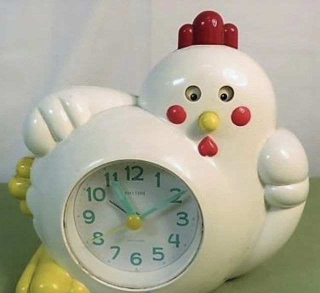 VINTAGE RHYTHM HEN Rooster Clucking Chicken Alarm Clock Japan 54.99