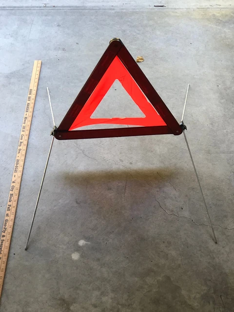 Vintage red warning triangle Mercedes or other Euro autos with case nice