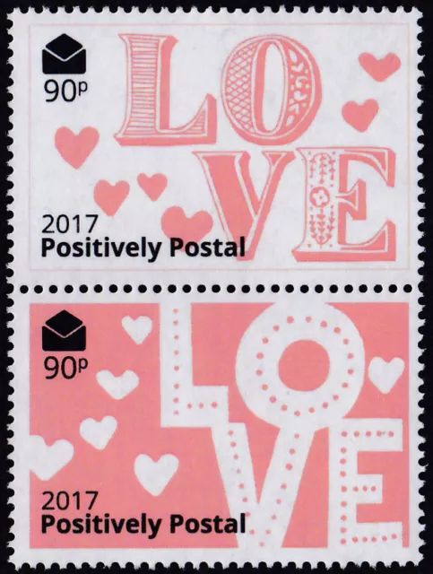 Positively Postal unmounted mint arti stamps x 2 Valentine LOVE White Pink