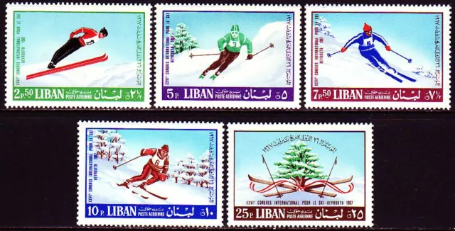 Libanon Lebanon 1968 ** Mi.1033/37 Ski Verband FIS Skispringen Slalom Sport