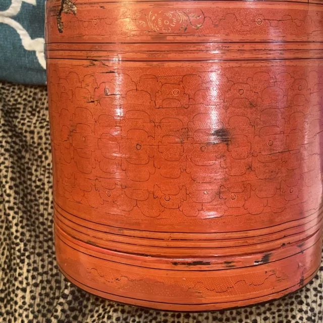Vintage Large Burmese Betel Lacquer Ware Box