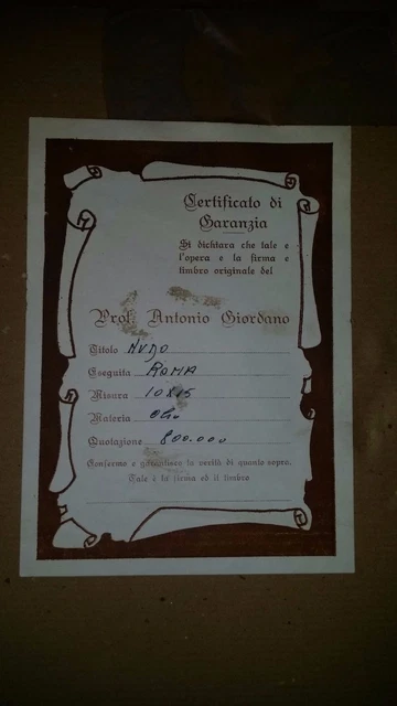 Rilievo,Dipinto,Quadro Antonio Giordano,Nudo,Olio,Originale Certificato 2