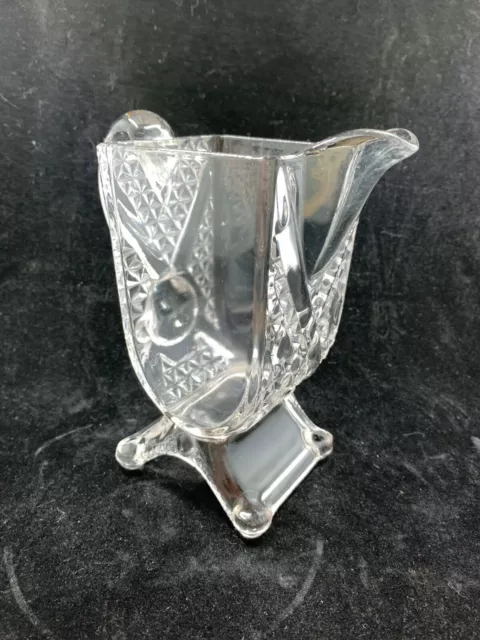 Antique Adams & Co clear glass EAPG Ashman pattern creamer 1880s rare pattern