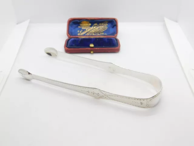 Georgian Sterling Silver Bright Cut Sugar Tongs William Skeen c1770 London