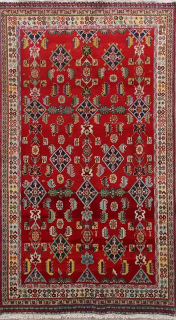 Antique Geometric Tribal Traditional Oriental Area Rug Handmade Wool Carpet 5x8