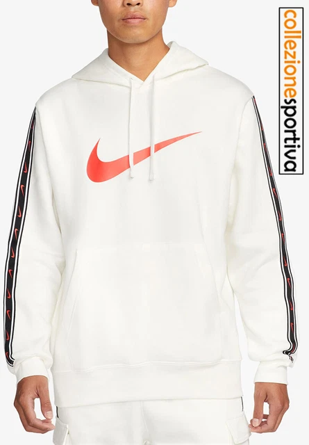 FELPA UOMO/DONNA NIKE SPORTSWEAR CREW REPEAT- DX2028-133 col. bianco/rosso