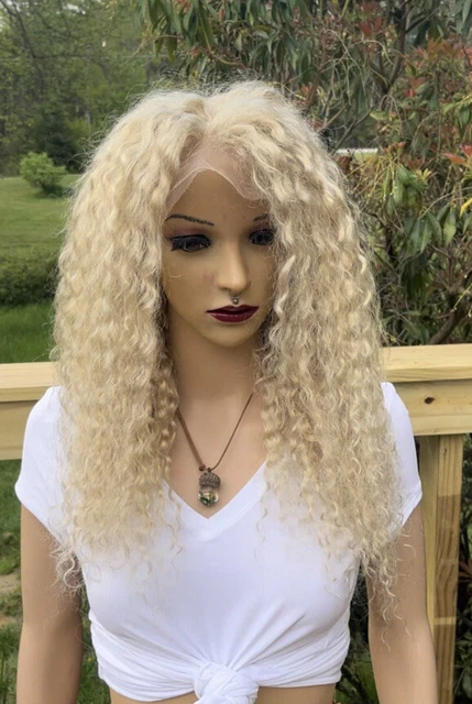 Custom made 18” blonde 100% human hair daily wig. Full front lace free parting Custom made 18” blonde 100% human hair daily wig. Full front lace free parting