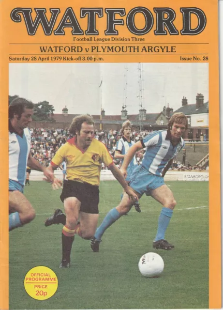 Watford v Plymouth Argyle 28 April 1979 League Div 3 Programme Graham Taylor