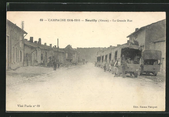 CPA Souilly, La Grande Rue, vue de la rue