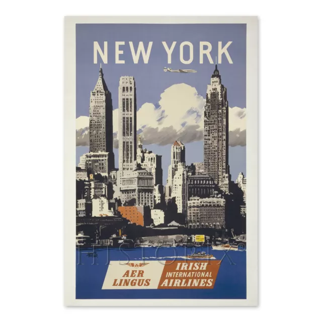 1950 New York City Skyline Travel Poster Print Wall Art by Adolph Treidler