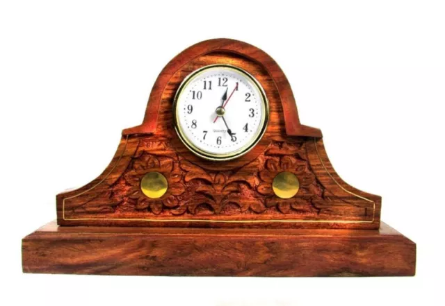 Horloge de table en bois nautique Horloge en bois marron Horloge de bureau...