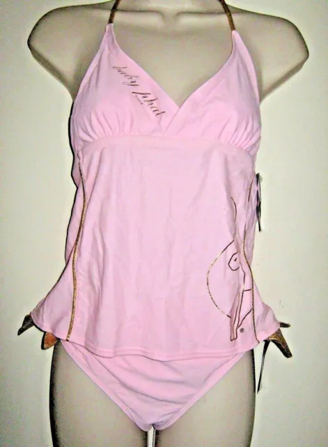 Girls Rare Baby Phat Pink Gold 2-Piece Apron Back Tankini Swimsuit Sz 16