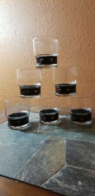 Double Old Fashioned Glasses Tumblers with Leather Band Set of 6