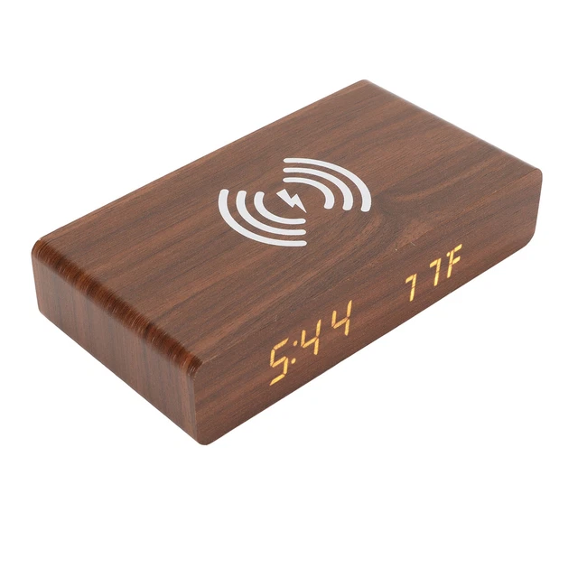 Horloge LED Numérique à Double écran En Bois à Gradateur à 3