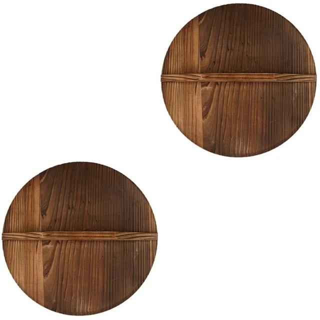 2 piezas Cubierta de tapa Wok de madera antiderrames cubierta de olla cúpula para asar