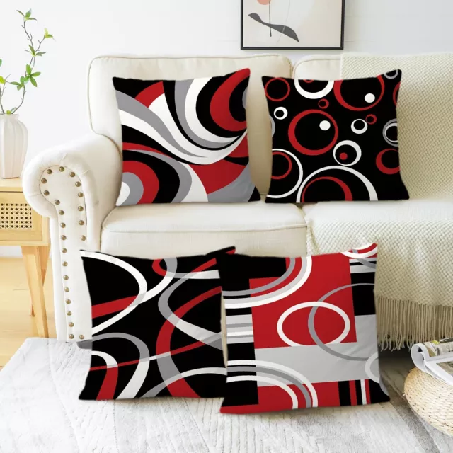 3D Red Black Lines Cushion Cover Pillow Case Sofa Home Bed Throw Pillowcase Gift