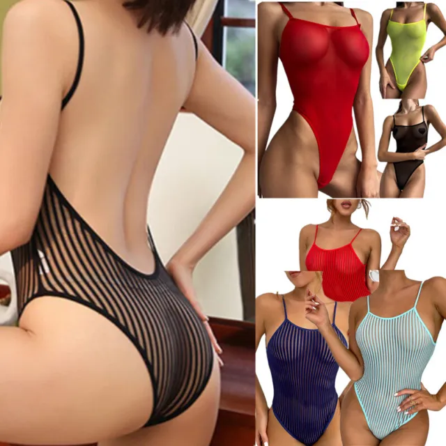 Women Mesh G-String Mini Bra Bikini Set Swimwear Side tie Underwear  Nightwear