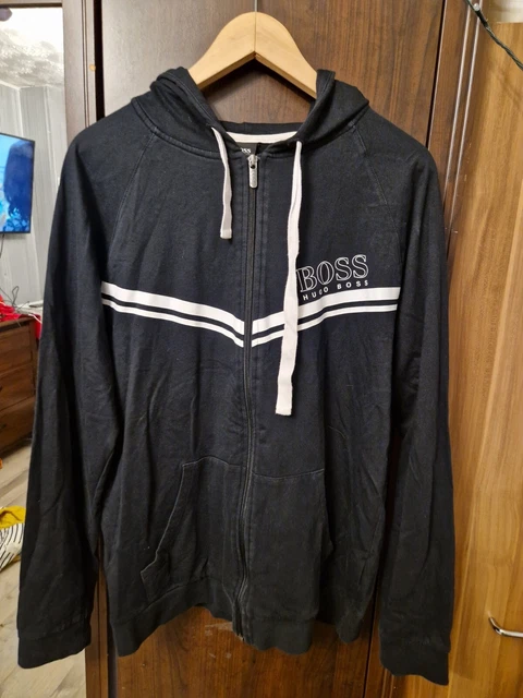 Hugo Boss Men Black Zip Up Hoodie M