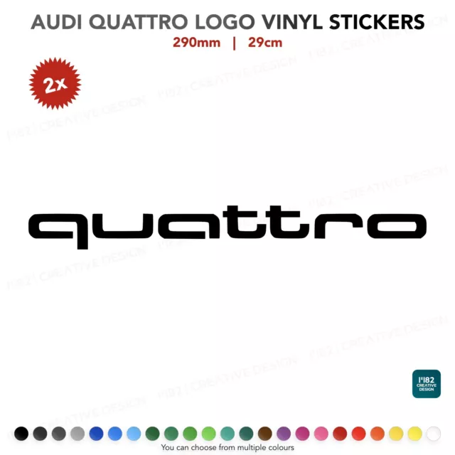 2x Audi Quattro Logo Car Vinyl Stickers Decals S1 S3 S5 TT Q5 Q7 R8 RS3 | 29cm