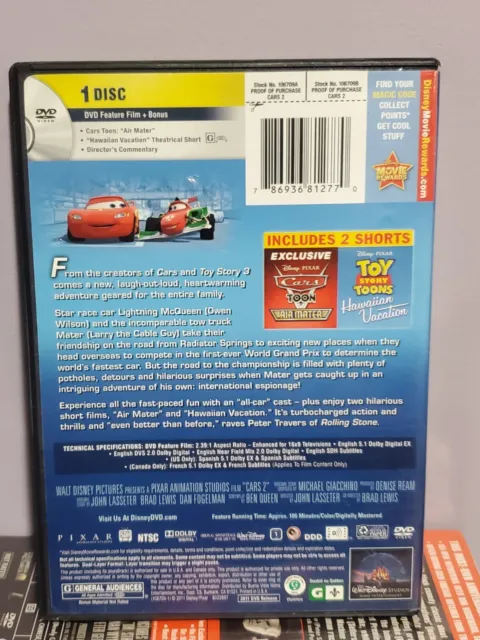 Cars 2 Disney/Pixar Animated (DVD, 2011) 2