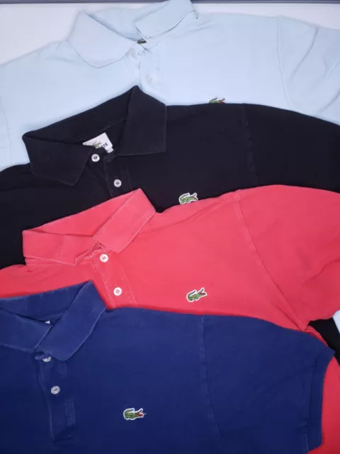 Lot (4) Lacoste Polo Shirts Mens 7 (2XL) Solid Colors Croc Short Sleeve Preppy