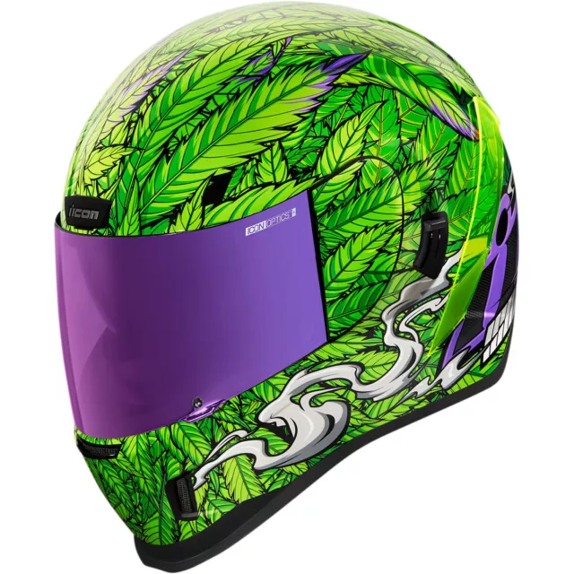 New Icon Airform Ritemind Glow Green Motorcycle Crash Helmet Acu Gold Air Form
