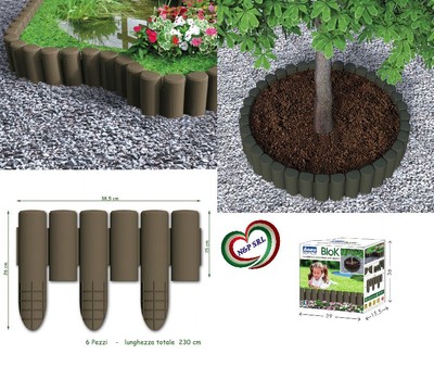 BAMA Bordura aiuola recinzione per giardino in finto legno colore cacao lung mt.2,3 