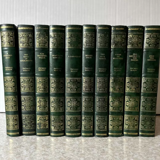 Collection of 10 Books Thomas Hardy Works Decorative Heron Set Gilt Leather