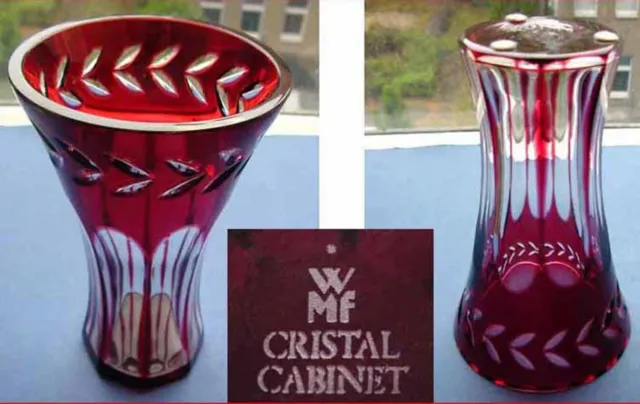 WMF Cristal Cabinet Vase Glas Flashed Glass Marked