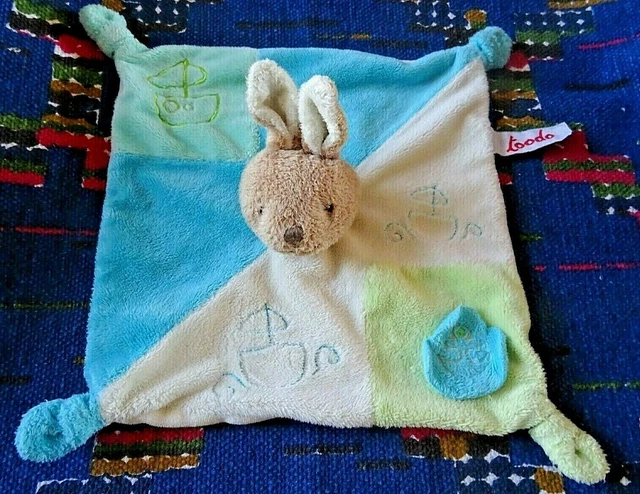 Op/ Doudou  Plat Toodo Bleu Vert Blanc Fleur Bateau Tbe