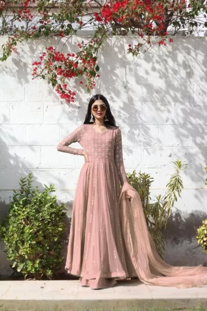 Baby Pink Bollywood Designer Indian Women Party Wear Long Anarkali Dola  Silk Gown Frock Suit Cocktail Dress 6808 price in Saudi Arabia | Amazon  Saudi Arabia | kanbkam