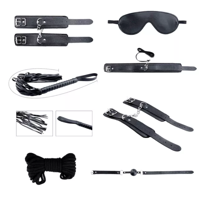 Kit bondage sexy costrittivo manette morso sadomaso frusta corda collare fetish