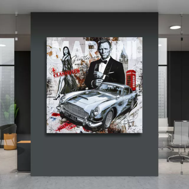 James Bond Leinwandbild Pop Art Wandbild Auto  Wohnzimmer Büro Bilder