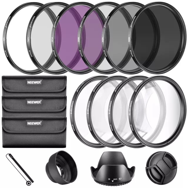 Neewe 67MM Complete Lens Filter Accessory UV CPL FLD Filter  Macro Close Up Set